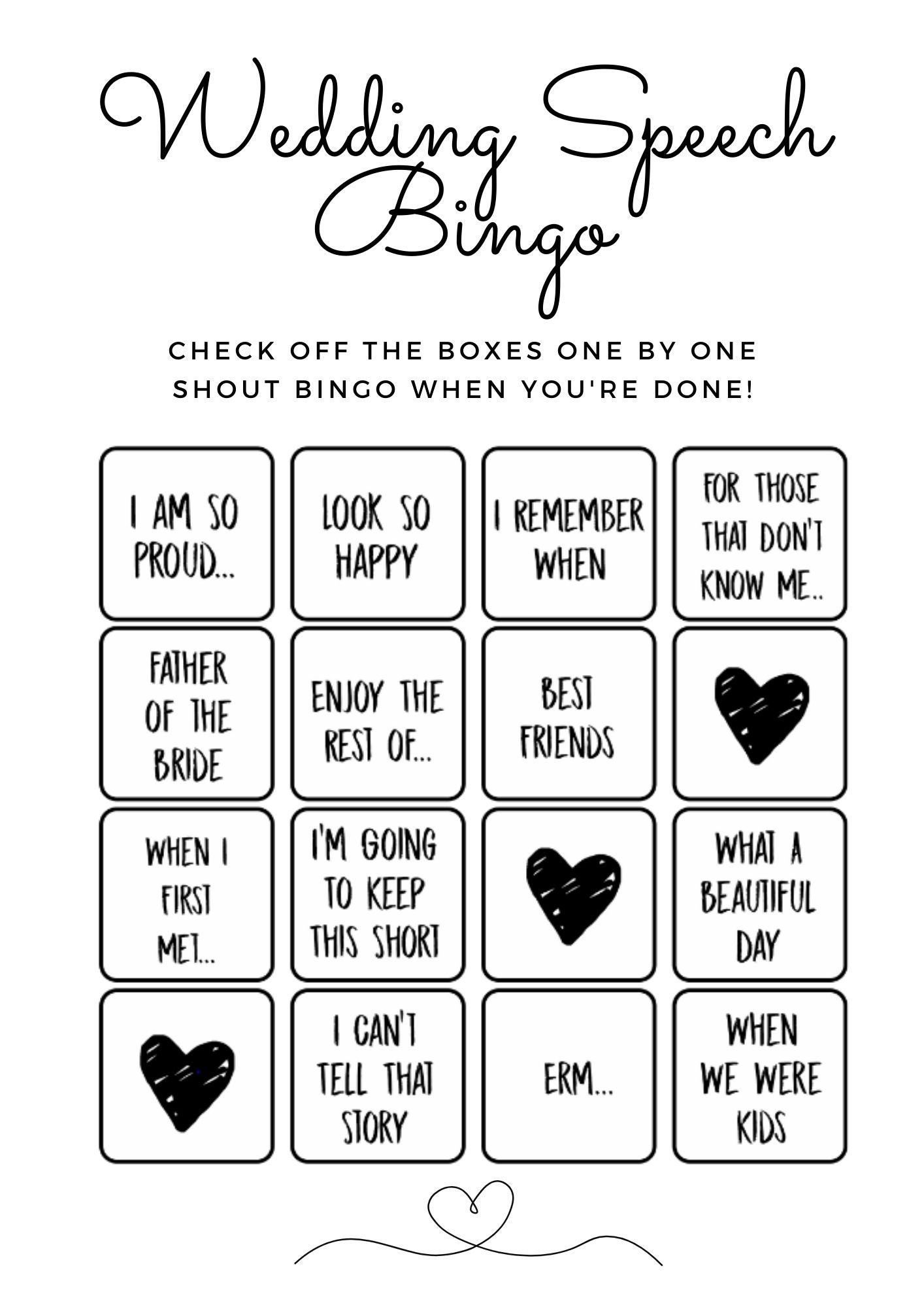 Wedding Bingo // Digital Download Custom Fun Party Drinking - Etsy