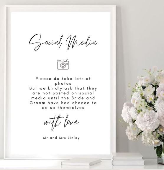 Social Media Wedding Sign Wedding Print No Photos - Etsy