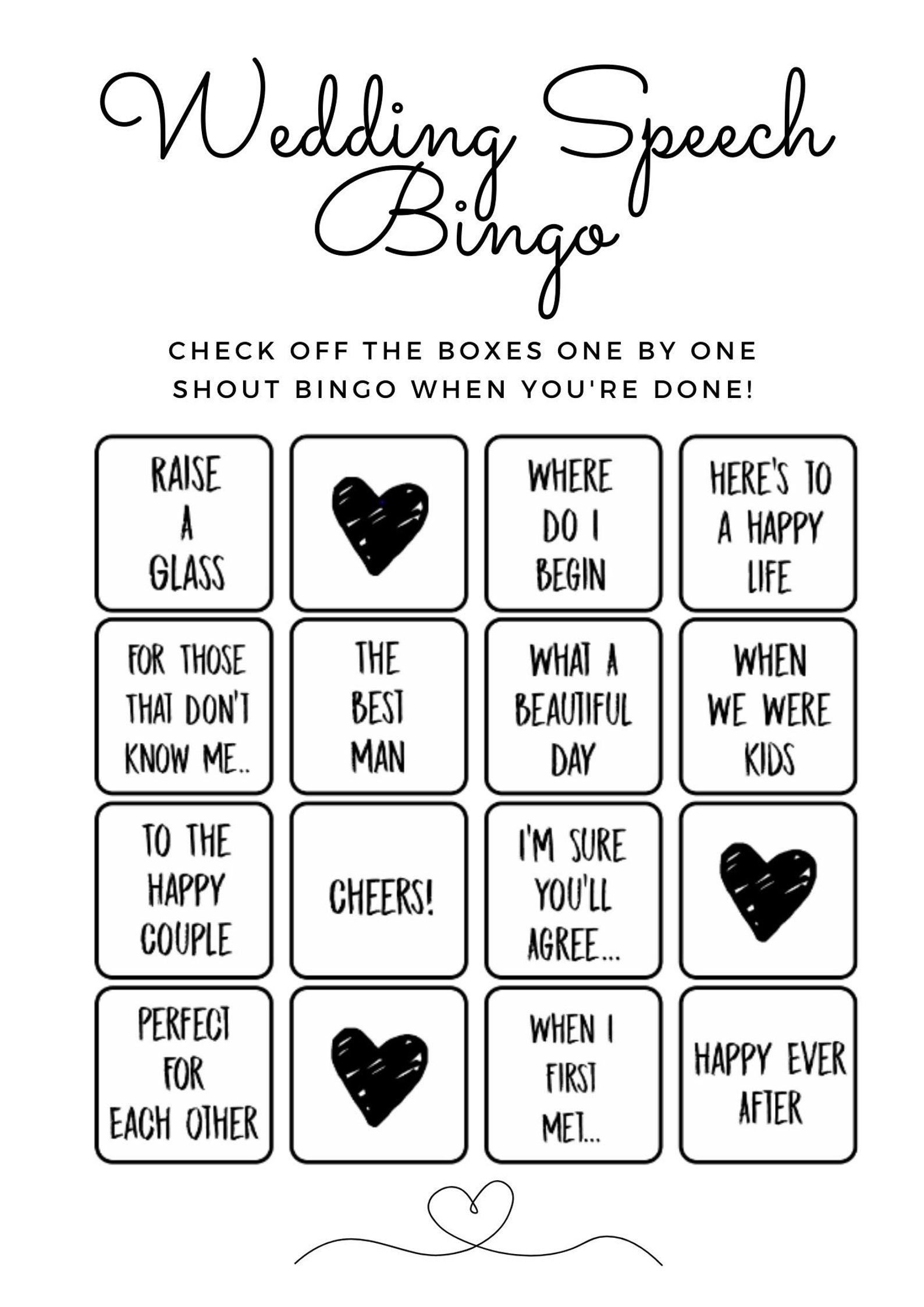 Wedding Bingo // Digital Download Custom Fun Party Drinking - Etsy