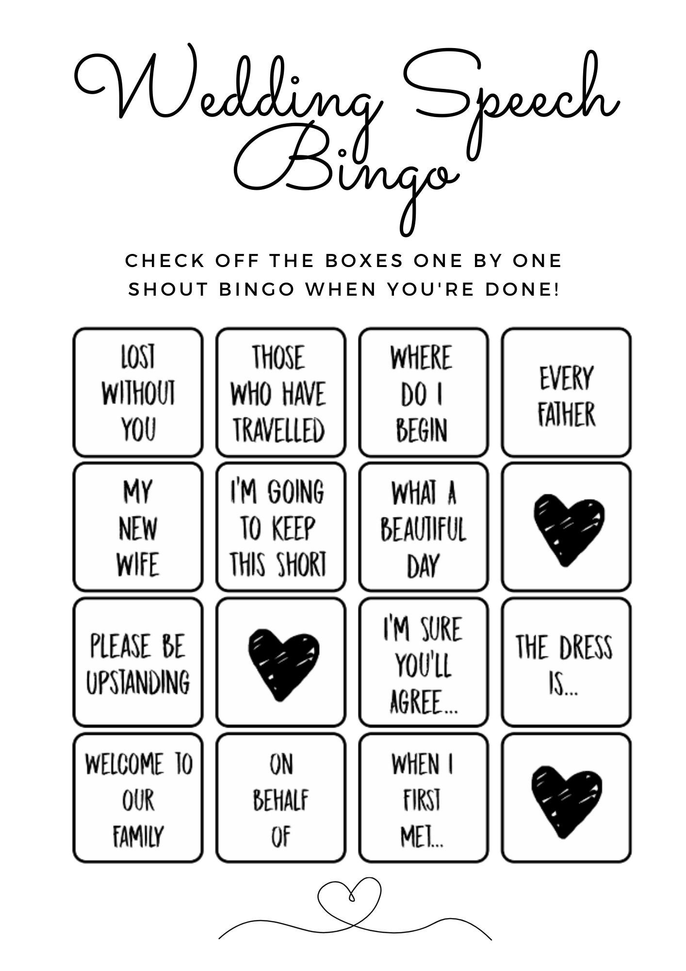 Wedding Bingo // Digital Download Custom Fun Party Drinking - Etsy