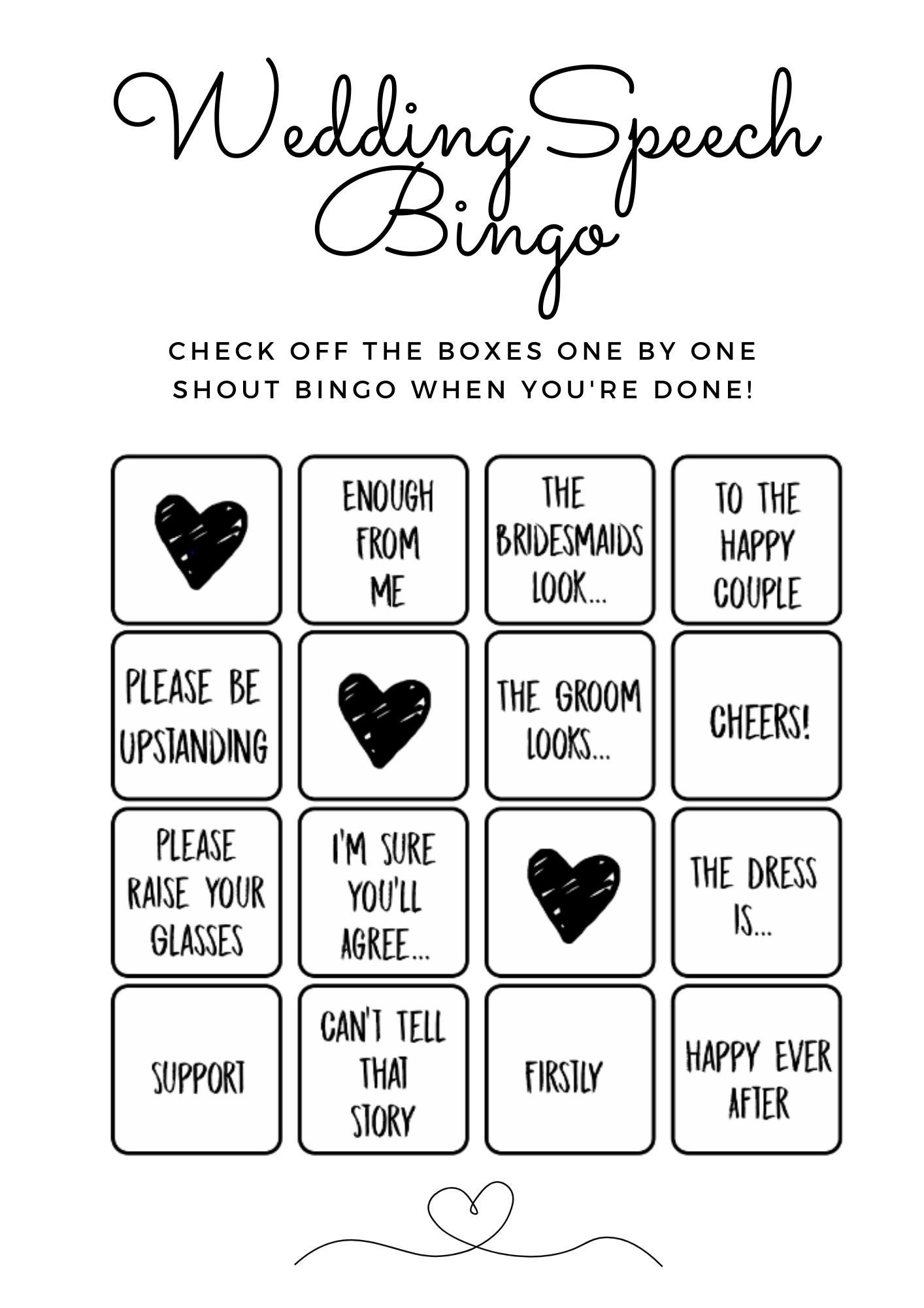 Wedding Bingo // Digital Download Custom Fun Party Drinking - Etsy