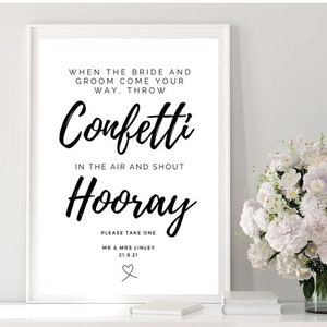 Wedding sign, wedding confetti, confetti sign, wedding confetti sign, wedding guest sign, wedding confetti info, wedding table signs