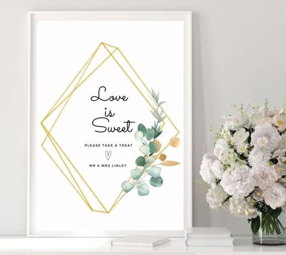 Love is Sweet Sign Printable Modern Minimalist Wedding Favor - Etsy