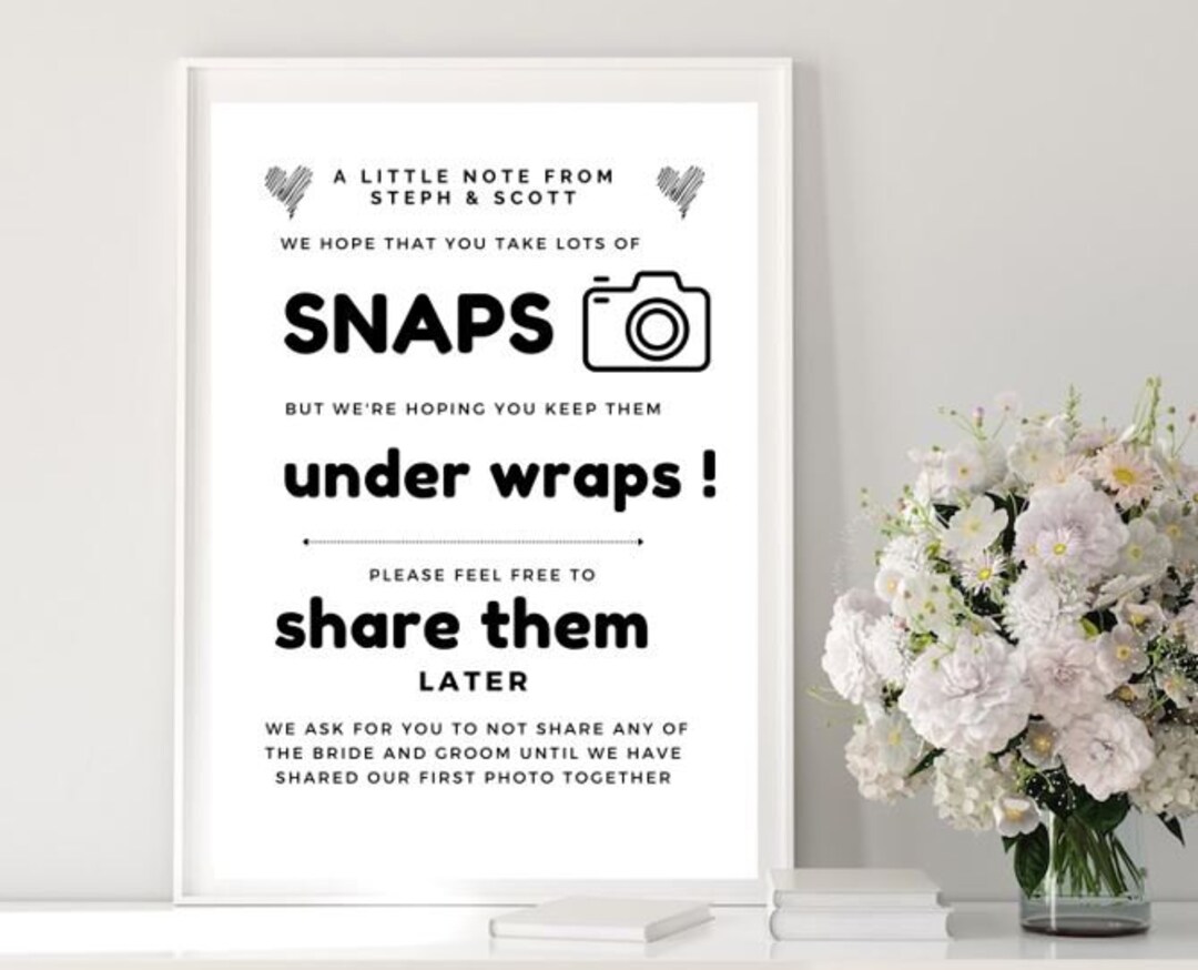 Snaps Under Wraps Social Media Wedding Guests wedding Signs Etsy UK