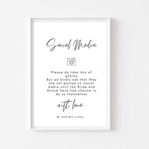 Social media wedding sign - Wedding print - No Photos