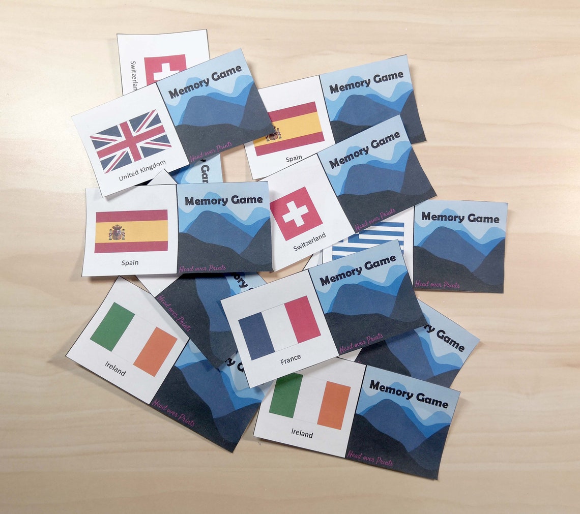 English Flags Memory Game Printable Game Etsy