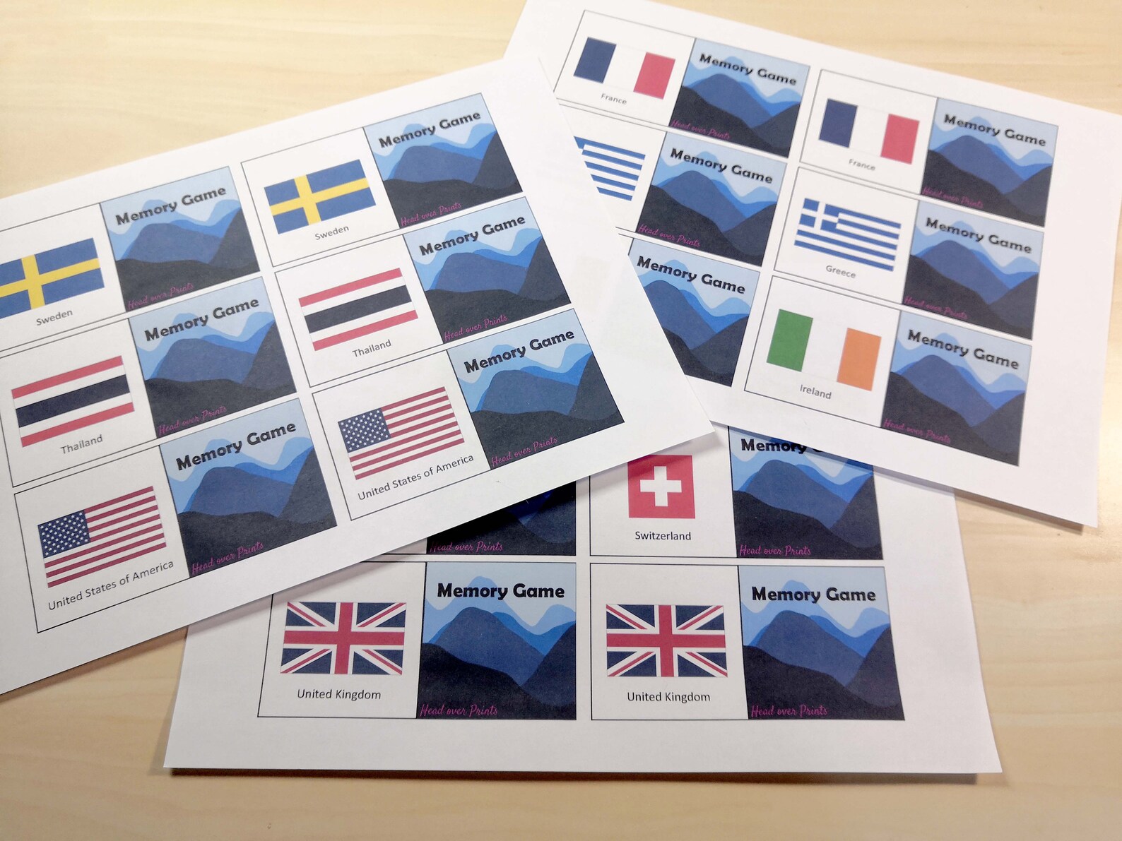 English Flags Memory Game Printable Game Etsy