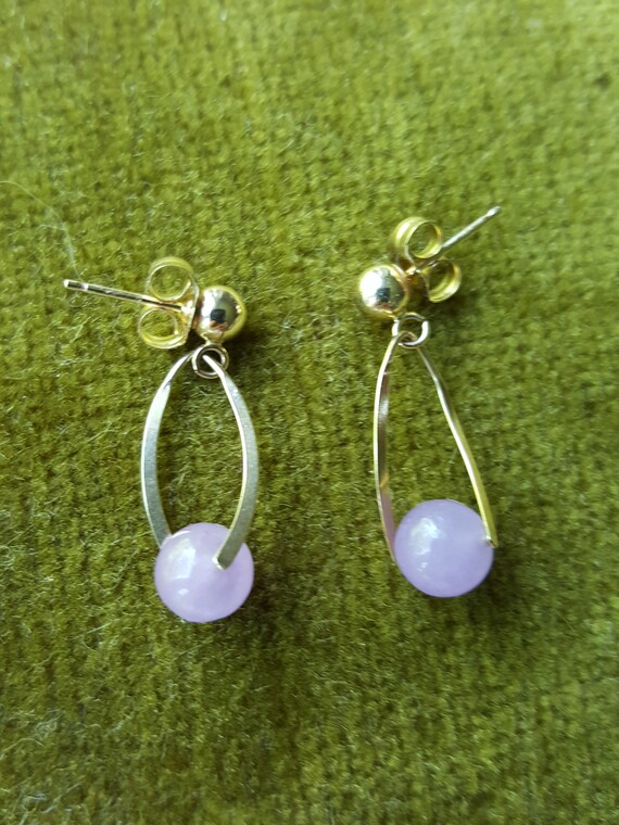 Lavender Jadeite Pierced Earrings 14kt gold