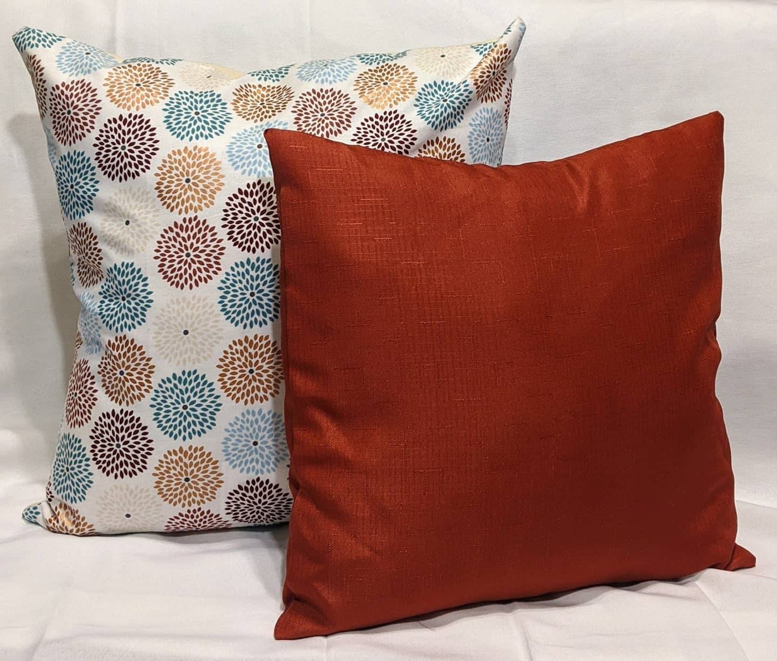 Blue/orange floral GARDEN Collection Decorative Pillow Etsy