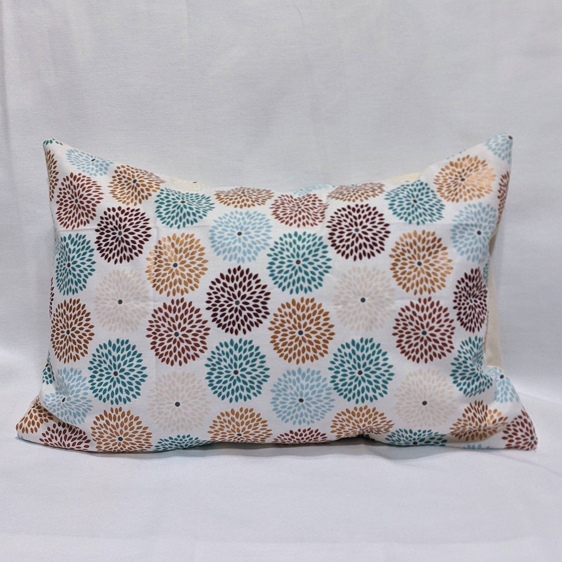 Blue/orange floral GARDEN Collection Decorative Pillow Etsy