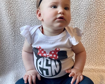 Minnie Mouse Monogram | Girls Onesie