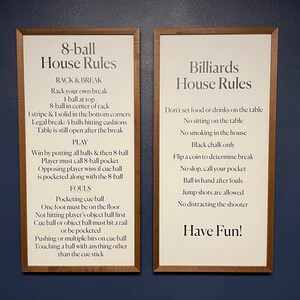 Pool, 8 Ball, or Billiards House Rules Sign Custom Personalized Pool ...