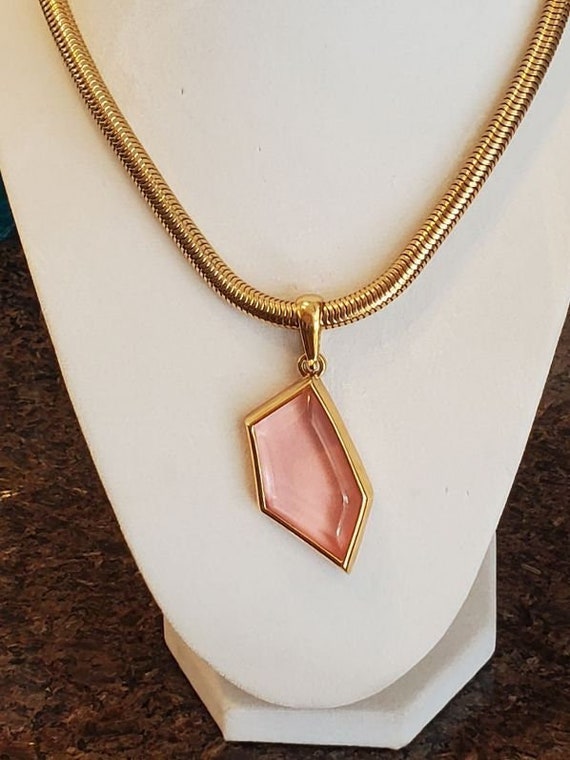 Givenchy Necklace, Modernist Asymmetrical Pink Lu… - image 1