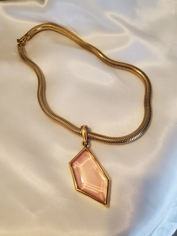 Givenchy Necklace, Modernist Asymmetrical Pink Lu… - image 3