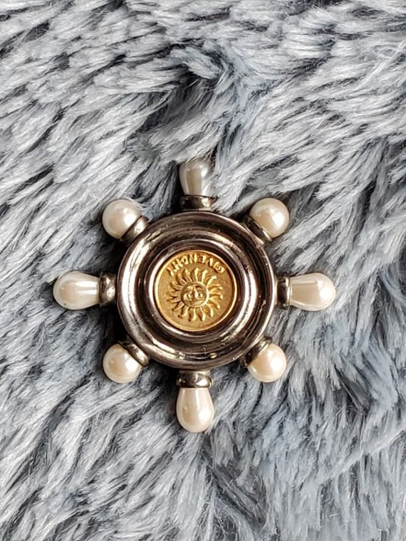 Givenchy Sun Brooch, Silver-plated and Gold-plate… - image 4
