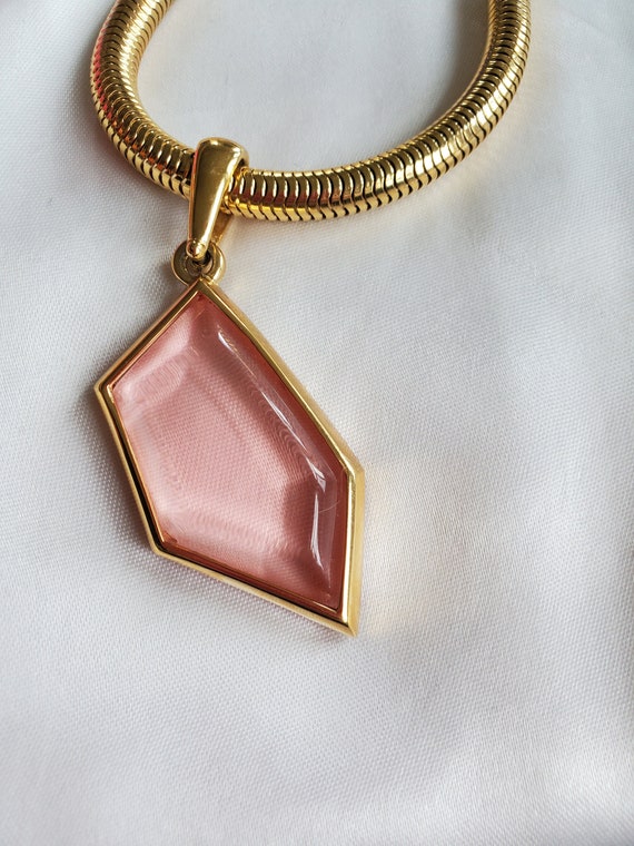 Givenchy Necklace, Modernist Asymmetrical Pink Lu… - image 2