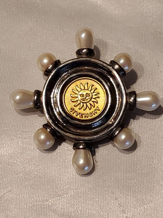 Givenchy Sun Brooch, Silver-plated and Gold-plate… - image 3