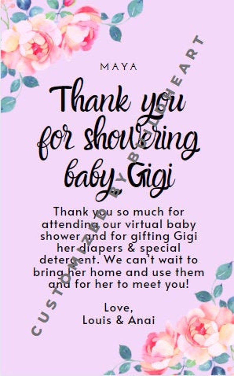 Virtual Thank You Card for Baby Shower Etsy