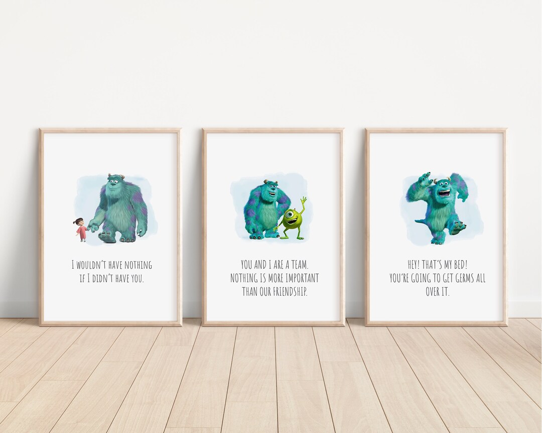 Monsters Inc Quotes Sulley Roz Boo Mike Disney Randall Print Etsy