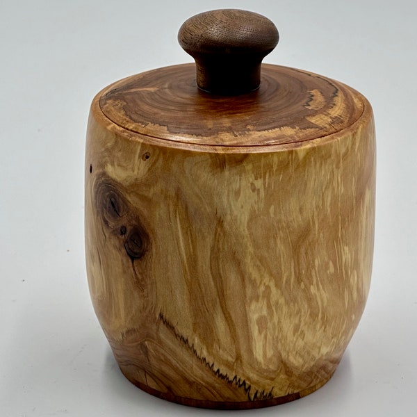 Wood Turned Lidded Jar Handcrafted from Minnesota Crab Apple is perfect for treasures and trinkets
