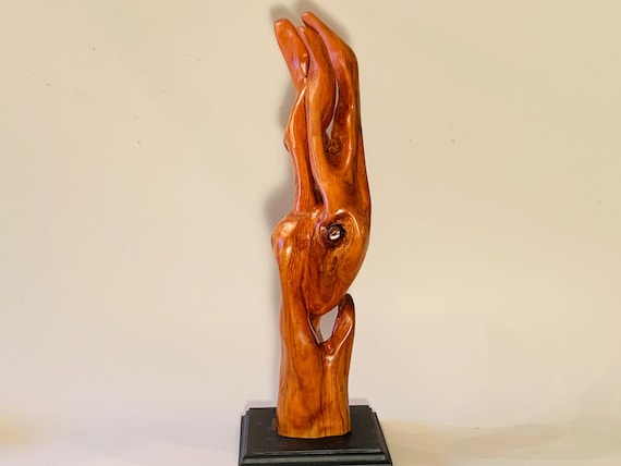 Organic Hand Carved Teak Wood Long Tail Super Ear Spirals Organic Hand Carved Teak Wood Long Tail Super Ear Spirals