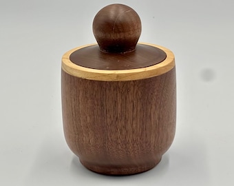 Handcrafted turned wood keepsake lidded jar made from Black Walnut