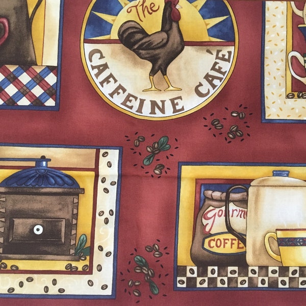 Caffeine Cafe Quilt Fabric & Panel, Diane Knott, Clothworks Fabric, Multiple Patterns, 1 1/3 Yards Each, 100% Cotton