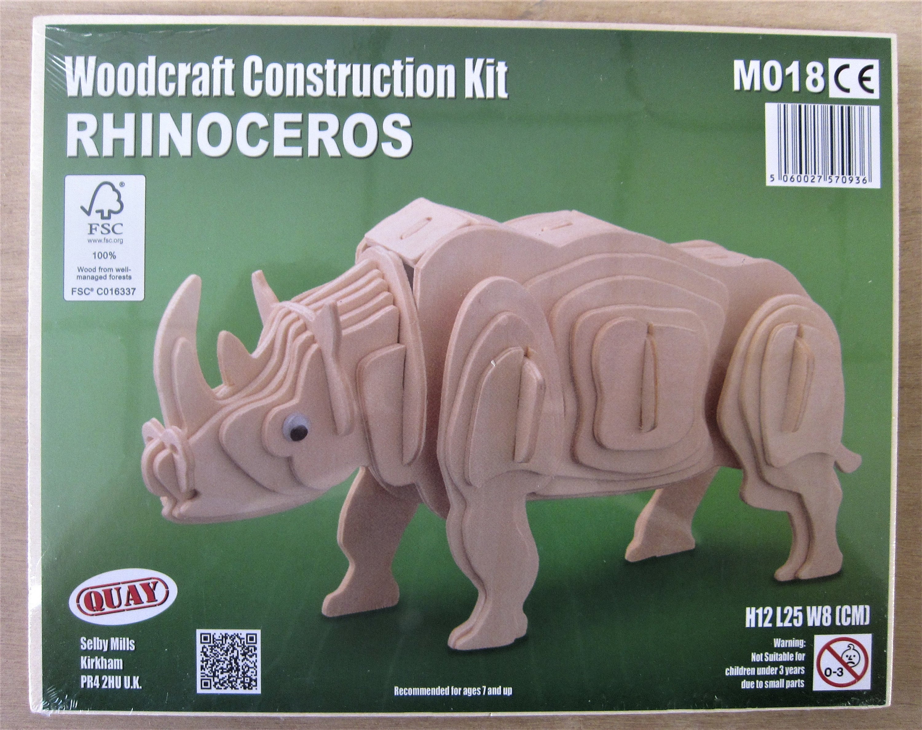 RHINOCEROS Woodcraft Construction Kit 3D Wooden Model Puzzle Etsy