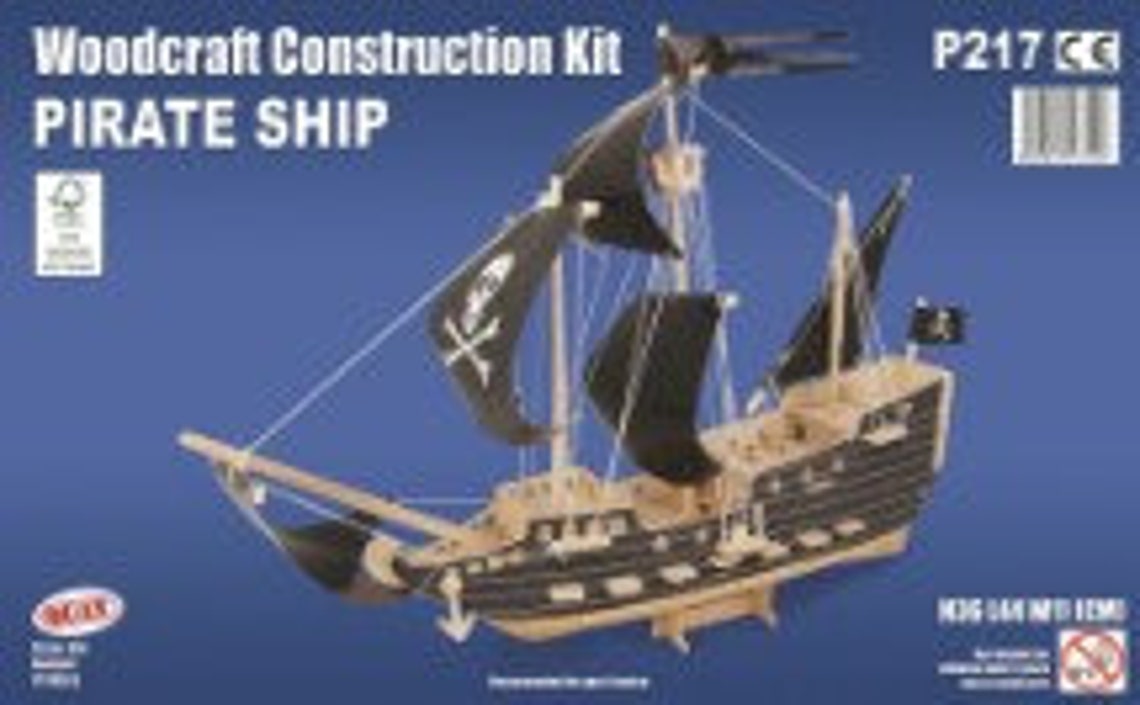 PIRATE SHIP Woodcraft Construction Kit 3D Wooden Model Etsy UK