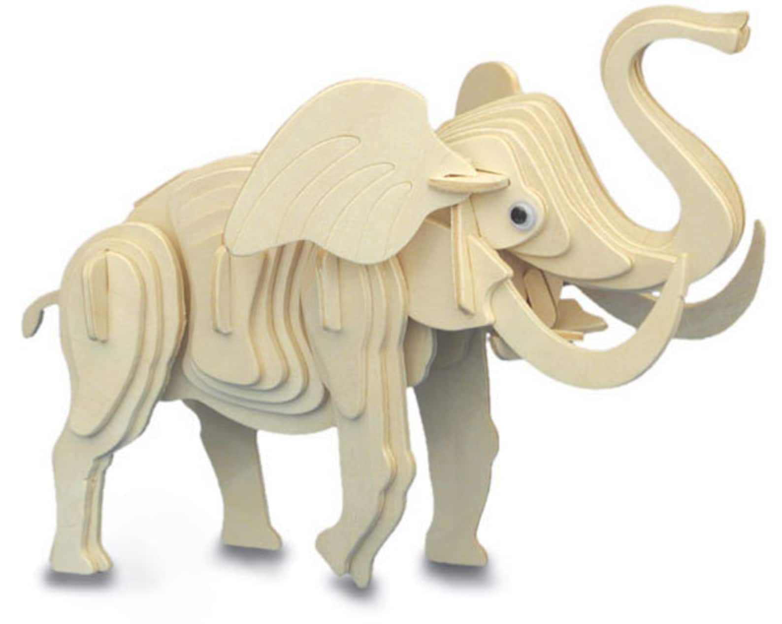ELEPHANT Woodcraft Construction Kit 3D Wooden Model Puzzle Etsy UK