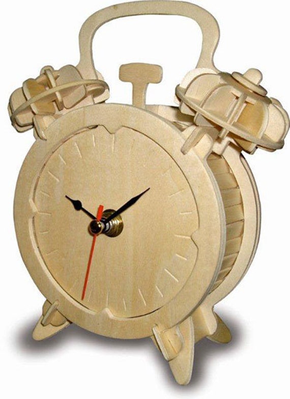 ALARM CLOCK Woodcraft Construction Kit 3D Wooden Model Etsy