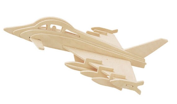 Puzzle F-15 F-16 Typhoon & Nostalgic Air Plane Wooden 3D Puzzle Construction Kit 