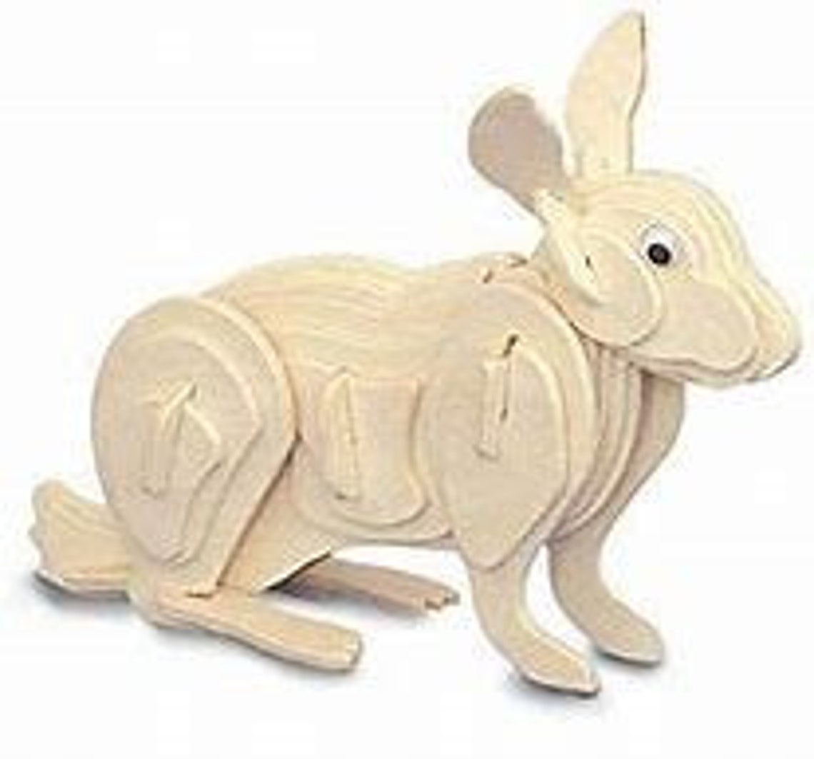 RABBIT Woodcraft Construction Kit 3D Wooden Model Puzzle for Etsy UK