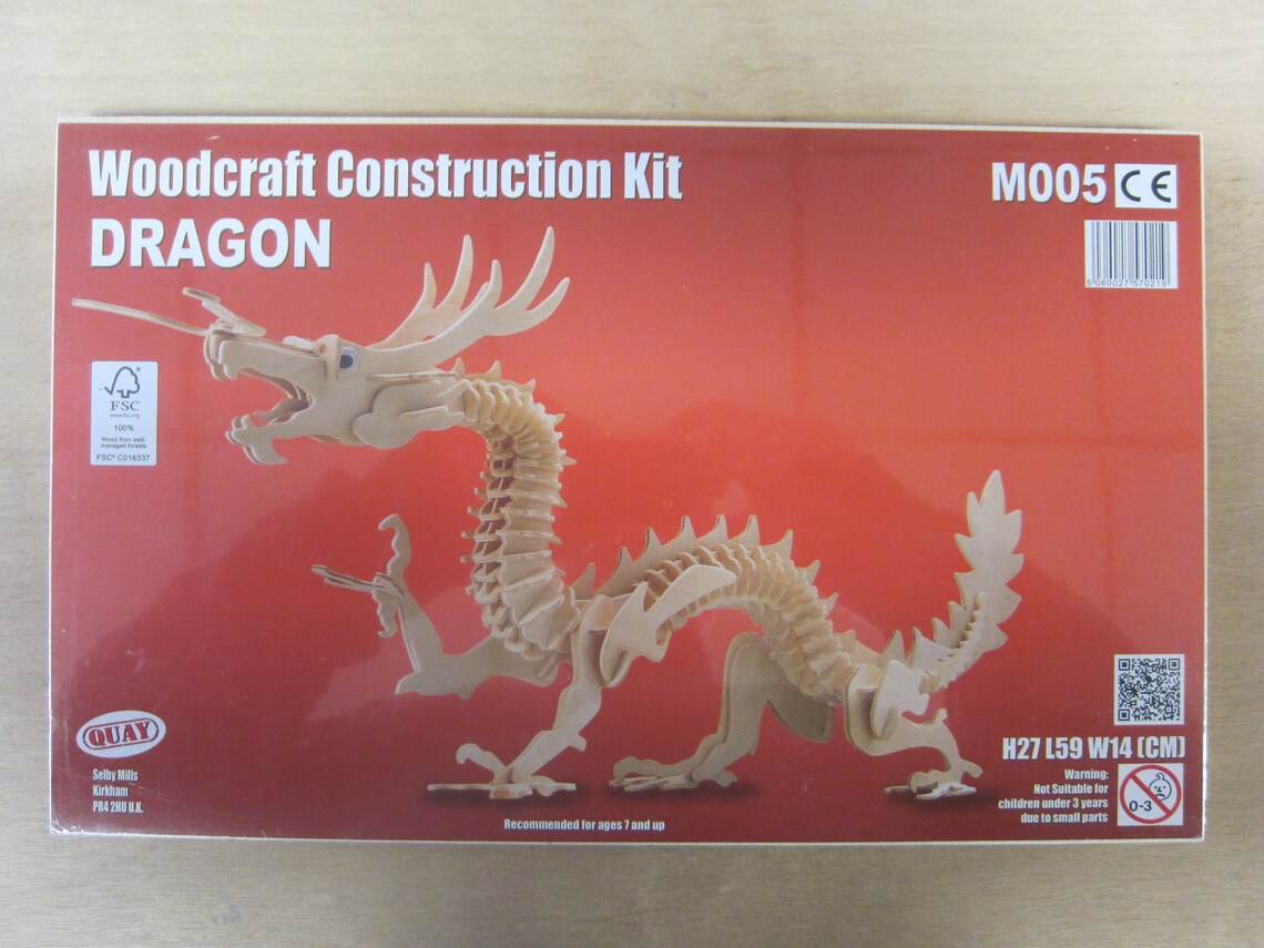 DRAGON Woodcraft Construction Kit 3D Wooden Model Puzzle for Etsy UK