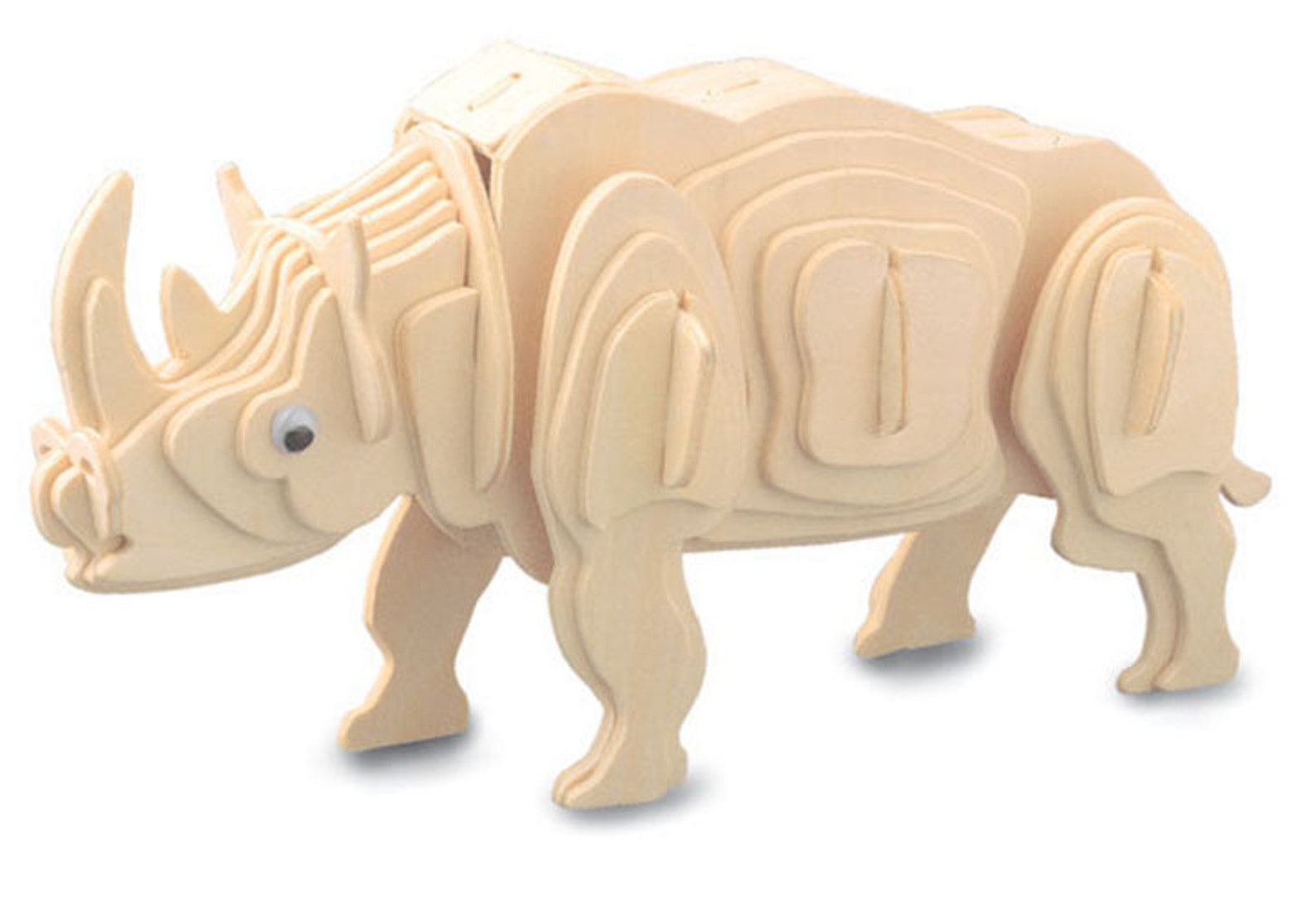 RHINOCEROS Woodcraft Construction Kit 3D Wooden Model Puzzle Etsy