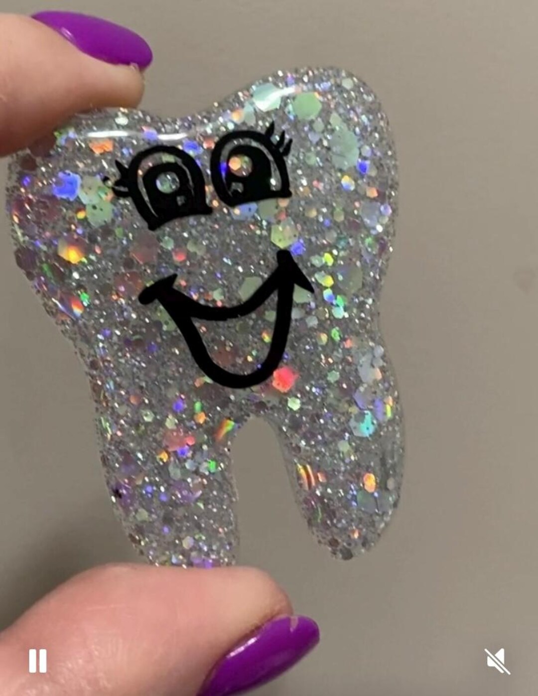 Glitter Tooth Acrylic With Velcro for Interchangeable Badge Reel (badge ...