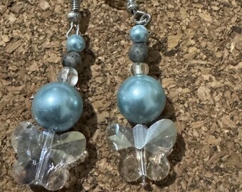 Crystal butterfly earrings for pierced ears