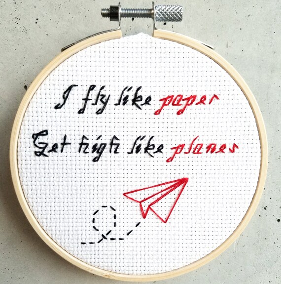 MIA Paper Planes Cross Stitch Pattern, Instant PDF Download, Full.
