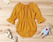 Baby Girl Mustard Romper - Bodysuit, Onsie