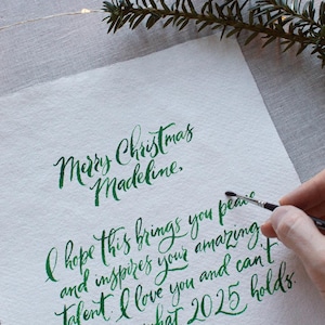 Tarjeta de vacaciones personalizada, caligrafía de acuarela, cita, arte de acuarela, versículo bíblico, carta escrita a mano, servicio de caligrafía para bodas, cita, poema