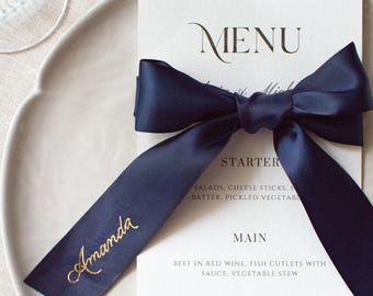 Custom Name Ribbon Ribbon Place Setting For Wedding Event Bow Place Card Bow Drink Tag Custom Ribbon Name Tag Name Setting Bow Drink Tag