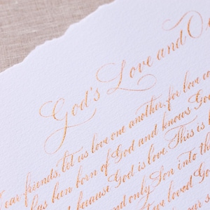 Caligrafía de pasajes de las Escrituras, salmo, arte de las Escrituras, caligrafía de cartas manuscritas, caligrafía personalizada, cita para el esposo, manuscrita