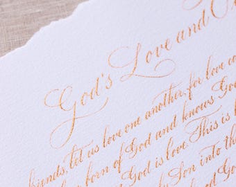 Handwritten Calligraphy Art: Custom Wedding Vows, Love Letter