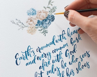 Painted Watercolour Quote Custom Painting Word Custom Calligraphy Print Calligraphy Artwork Hand Written Quote Watercolor Calligraphy Quote
