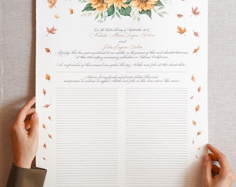 Hand-Painted Calligraphy Wedding Certificate: Custom Marriage Document