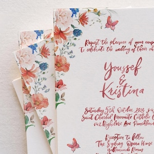 Invitación personalizada pintada a mano, invitación para fiesta de bienvenida, papelería de boda, escritura a mano, guardar la fecha, fuente manuscrita, acuarela pintada a mano