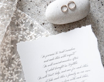 Recuerdo de voto de boda manuscrito Cita de caligrafía personalizada Carta de amor manuscrita Servicio de caligrafía Primer aniversario Papel Regalo Letras