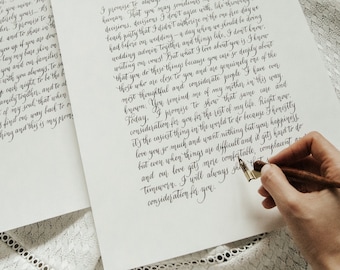 Impresión de votos de caligrafía personalizada, regalo de boda escrito a mano