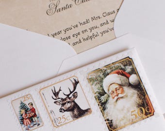 Santa Letter Stickers | Vintage Christmas Stamp Set