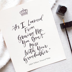 Cita de caligrafía dibujada a mano Impresión de acuarela personalizada Regalo de acuarela para abuela Cita escrita a mano Regalo de abuela Cita de poema Abuela
